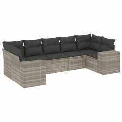 Salon de jardin avec coussins 7 pcs gris clair résine tressée 508921508921