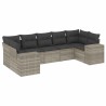 Salon de jardin avec coussins 7 pcs gris clair résine tressée 508921508921