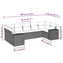 Salon de jardin avec coussins 7 pcs gris clair résine tressée 508921508921