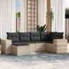 Salon de jardin 6 pcs avec coussins gris clair résine tressée 508927508927