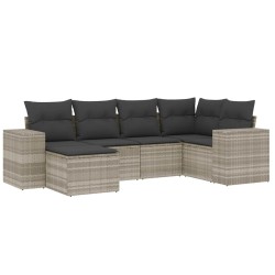 Salon de jardin 6 pcs avec coussins gris clair résine tressée 508927508927