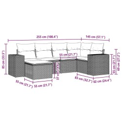 Salon de jardin 6 pcs avec coussins gris clair résine tressée 508927508927