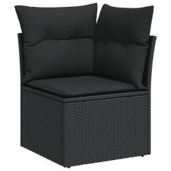 Salon de jardin 6 pcs avec coussins noir résine tressée 508932508932