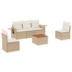 Salon de jardin avec coussins 6 pcs beige résine tressée 508935508935