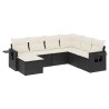 Salon de jardin 7 pcs avec coussins noir résine tressée 508937508937