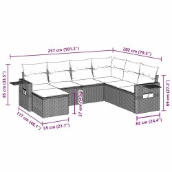 Salon de jardin 7 pcs avec coussins noir résine tressée 508937508937
