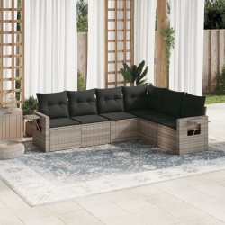 Salon de jardin 6 pcs avec coussins gris clair résine tressée 508940508940