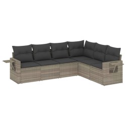 Salon de jardin 6 pcs avec coussins gris clair résine tressée 508940508940