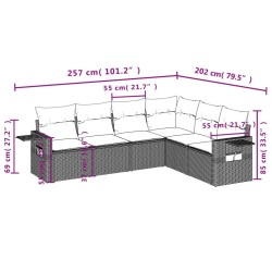 Salon de jardin 6 pcs avec coussins gris clair résine tressée 508940508940
