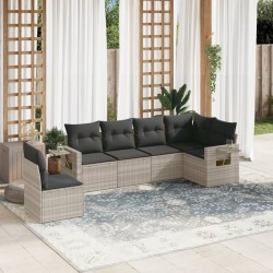 Salon de jardin 6 pcs avec coussins gris clair résine tressée 508942508942