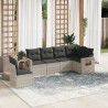 Salon de jardin 6 pcs avec coussins gris clair résine tressée 508942508942