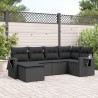 Salon de jardin 6 pcs avec coussins noir résine tressée 508944508944
