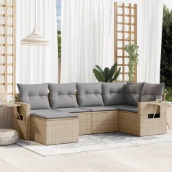 Salon de jardin avec coussins 6 pcs beige résine tressée 508945508945