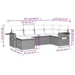 Salon de jardin avec coussins 6 pcs beige résine tressée 508945508945