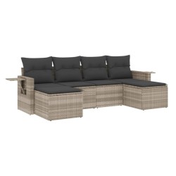 Salon de jardin 6 pcs avec coussins gris clair résine tressée 508947508947