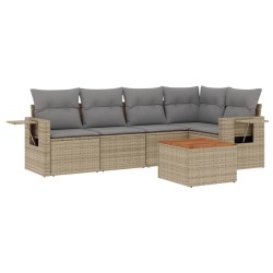 Salon de jardin avec coussins 6pcs mélange beige résine tressée 508948508948