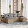 Salon de jardin avec coussins 6 pcs beige résine tressée 508949508949