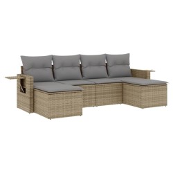 Salon de jardin avec coussins 6 pcs beige résine tressée 508949508949