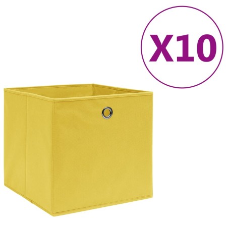 Boîtes de rangement 10 pcs Tissu intissé 28x28x28 cm Jaune 508951508951