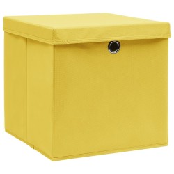 Boîtes de rangement avec couvercles 10 pcs 28x28x28 cm Jaune 508952508952