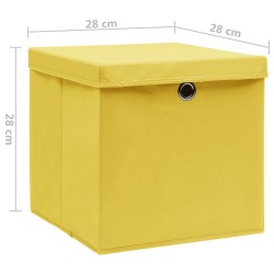 Boîtes de rangement avec couvercles 10 pcs 28x28x28 cm Jaune 508952508952