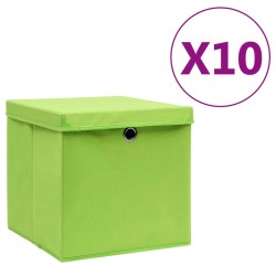 Boîtes de rangement avec couvercles 10 pcs 28x28x28 cm Vert 508953508953