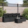 Salon de jardin 6 pcs avec coussins noir résine tressée 508954508954