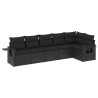 Salon de jardin 6 pcs avec coussins noir résine tressée 508956508956