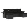 Salon de jardin 6 pcs avec coussins noir résine tressée 508959508959