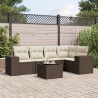 Salon de jardin avec coussins 6 pcs marron résine tressée 508962508962