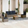 Salon de jardin 6 pcs avec coussins gris résine tressée 508967508967