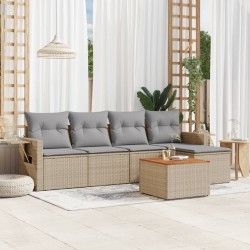 Salon de jardin avec coussins 6pcs mélange beige résine tressée 508971508971
