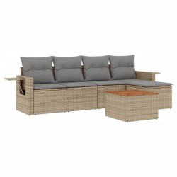 Salon de jardin avec coussins 6pcs mélange beige résine tressée 508971508971