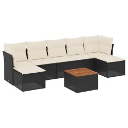 Salon de jardin 8 pcs avec coussins noir résine tressée 508975508975