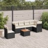 Salon de jardin 7 pcs avec coussins noir résine tressée 508976508976