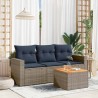 Salon de jardin 4 pcs avec coussins gris résine tressée 508978508978