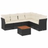 Salon de jardin 7 pcs avec coussins noir résine tressée 508983508983