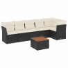 Salon de jardin 7 pcs avec coussins noir résine tressée 508985508985