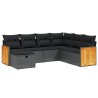 Salon de jardin 7 pcs avec coussins noir résine tressée 508987508987
