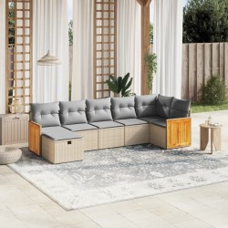 Salon de jardin avec coussins 7pcs mélange beige résine tressée 508988508988