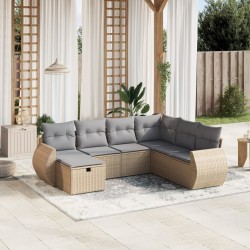 Salon de jardin avec coussins 7pcs mélange beige résine tressée 508993508993
