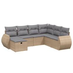 Salon de jardin avec coussins 7pcs mélange beige résine tressée 508993508993