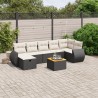 Salon de jardin 8 pcs avec coussins noir résine tressée 509000509000