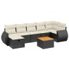Salon de jardin 8 pcs avec coussins noir résine tressée 509000509000