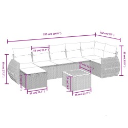 Salon de jardin 8 pcs avec coussins noir résine tressée 509000509000