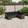 Salon de jardin 7 pcs avec coussins noir résine tressée 509003509003