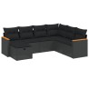 Salon de jardin 7 pcs avec coussins noir résine tressée 509003509003