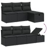 Salon de jardin 7 pcs avec coussins noir résine tressée 509003509003