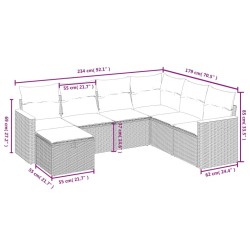 Salon de jardin 7 pcs avec coussins noir résine tressée 509003509003