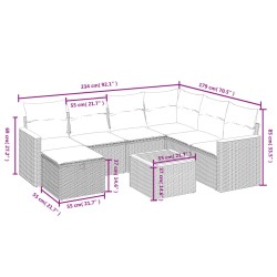 Salon de jardin 8 pcs avec coussins noir résine tressée 509004509004